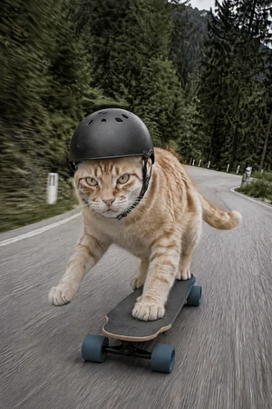 Longboard: custom cat portrait in the Off the Leash style