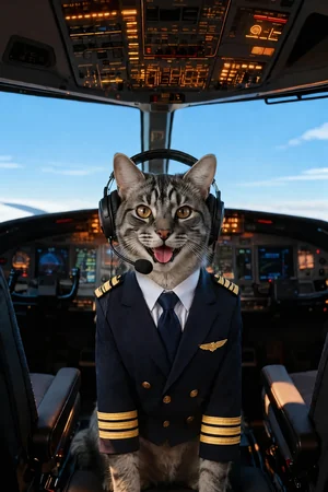 Captain Speaking: custom cat portrait in the On Duty style