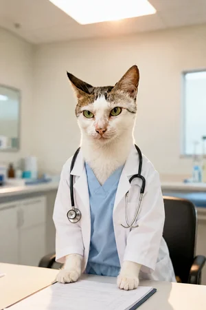 Doctor's Orders: custom cat portrait in the On Duty style