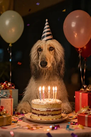 Birthday Star: custom dog portrait in the Party Animal style