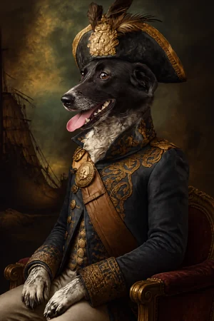 Naval Admiral: custom dog portrait in The Masterpiece style