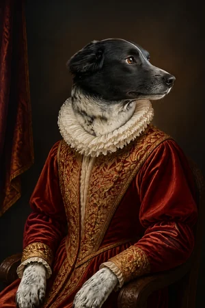 Renaissance Noble: custom dog portrait in The Masterpiece style