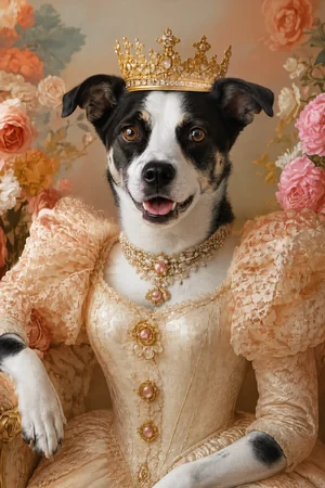 Royal Queen: custom dog portrait in The Masterpiece style