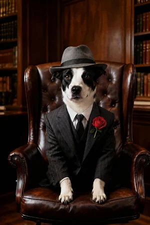 The Don: custom dog portrait in The Roaring Twenties style
