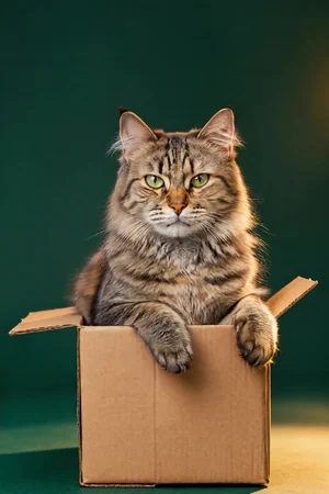 Box Too Small: custom cat portrait in The Usual Suspect style
