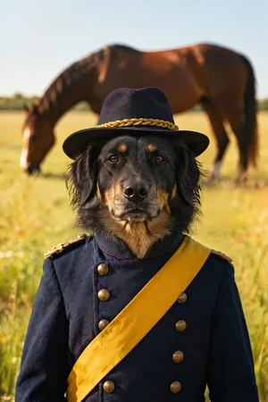 Cavalry Colonel: custom dog portrait in the Top Brass style