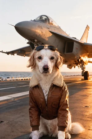 Fighter Ace: custom dog portrait in the Top Brass style
