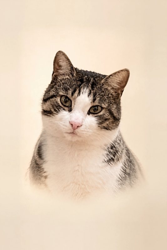 The Simply Them look made with a tabby-and-white cat