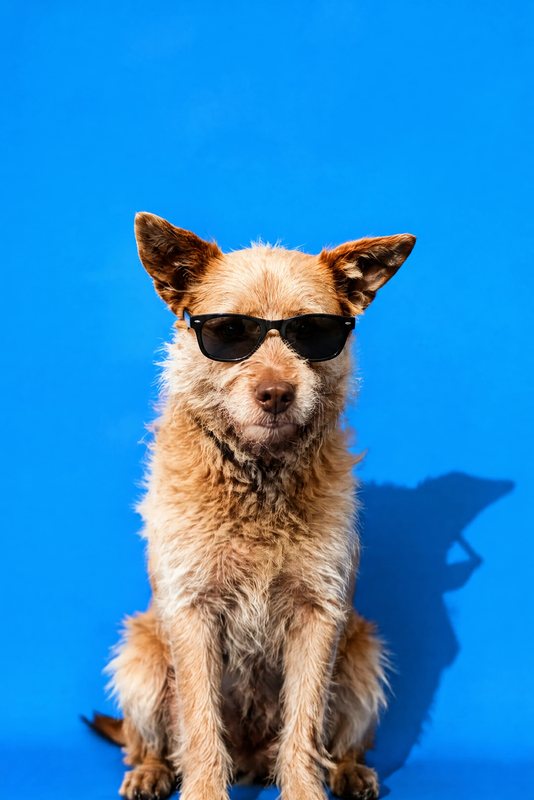 The Blue Monday look made with a scruffy ginger terrier