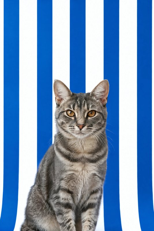 The Bold Stripes look made with a grey tabby cat