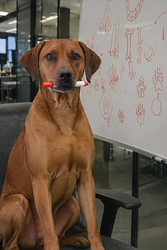 The Whiteboard Boss look made with a red-brown hound