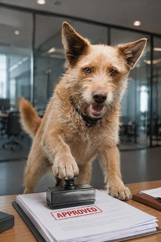 The Approved! look made with a scruffy ginger terrier