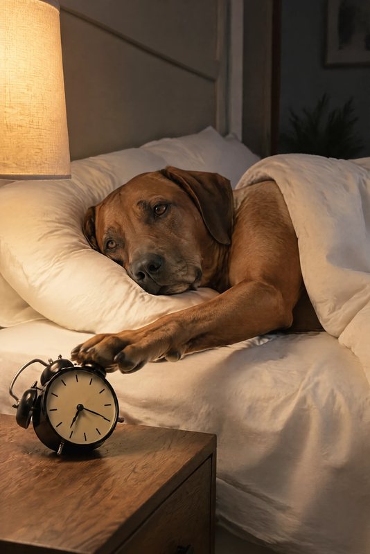 The Snooze Button look made with a red-brown hound