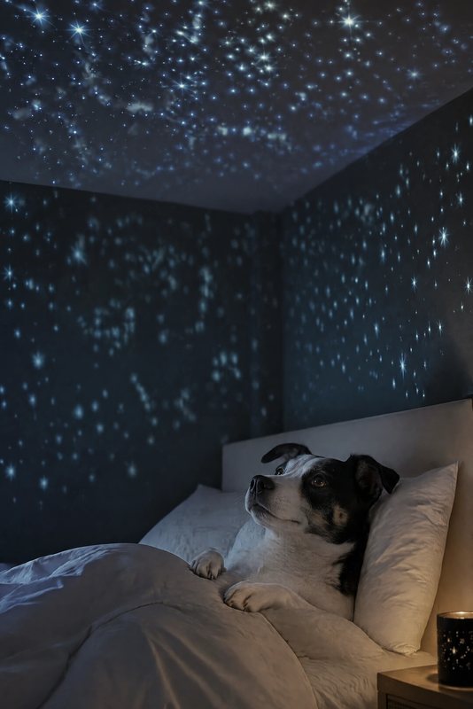 The Starry Night look made with a black-and-white dog