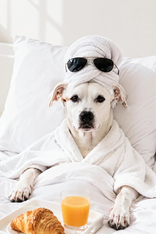 The Sunday Lie-In look made with a white boxer mix