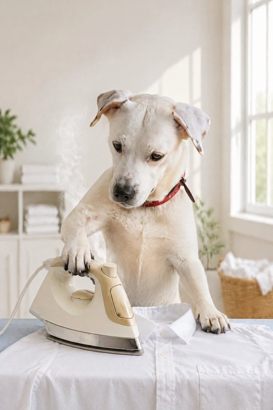 The Ironing Day look made with a white boxer mix