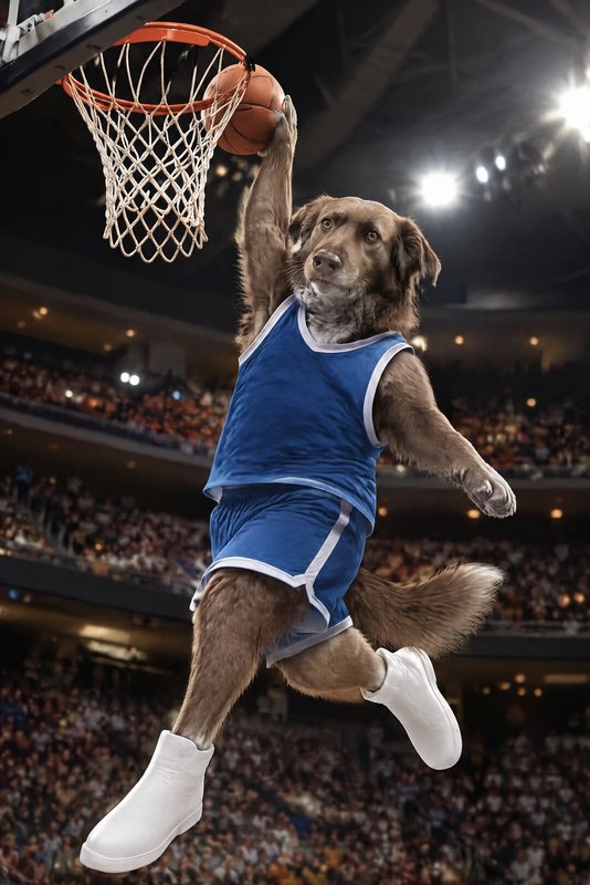 The Slam Dunk look made with a chocolate shepherd-collie mix