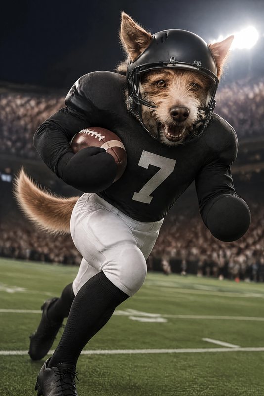 The Touchdown look made with a scruffy ginger terrier