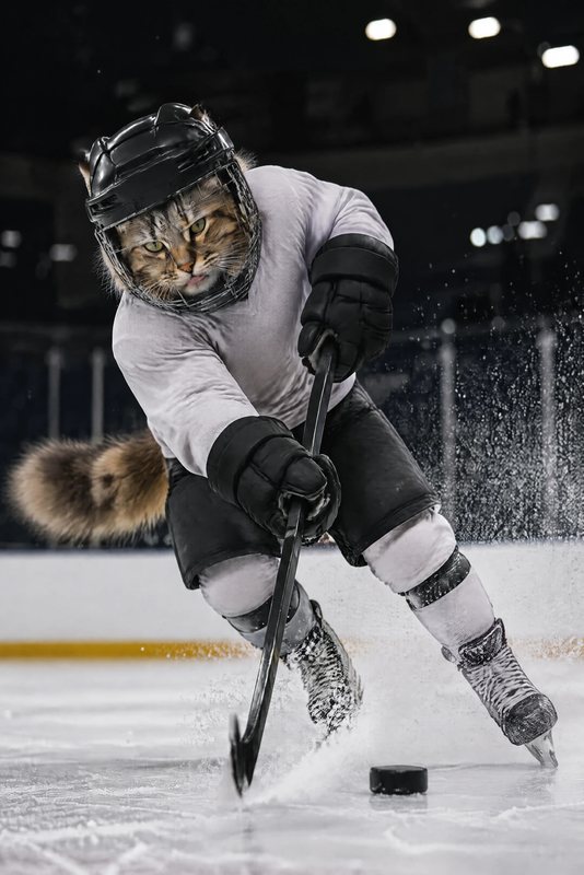 The Hat Trick look made with a long-haired tabby cat