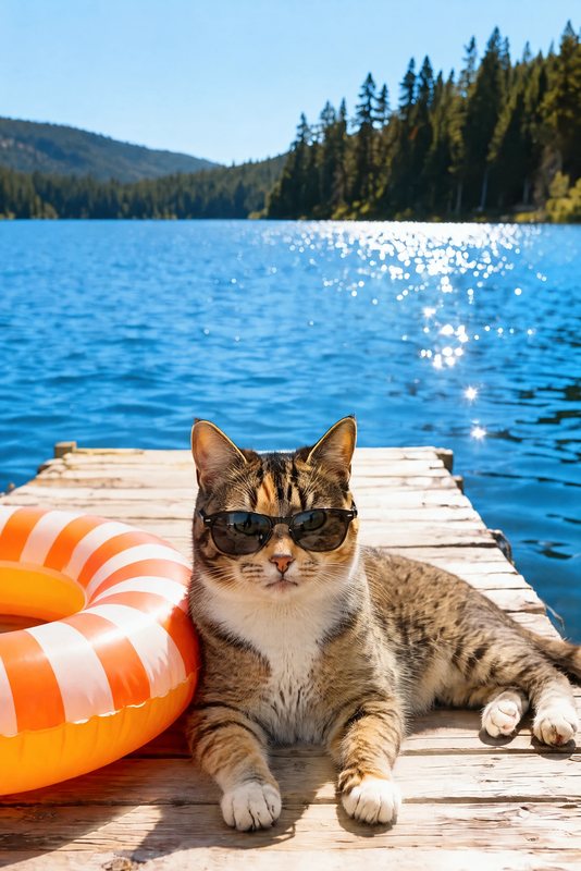 The Dockside Days look made with a tortoiseshell tabby cat