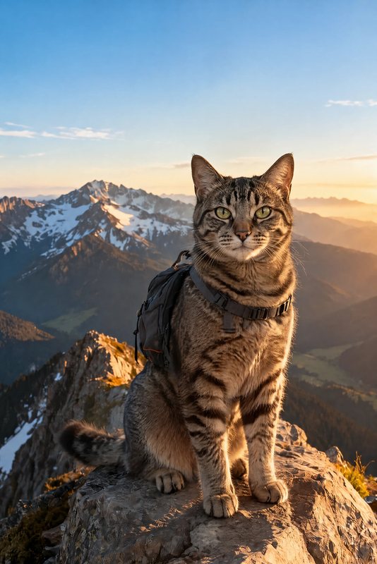 The Top of the Trail look made with a brown tabby cat