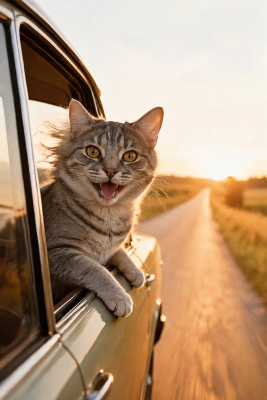 The Window Down look made with a grey tabby cat
