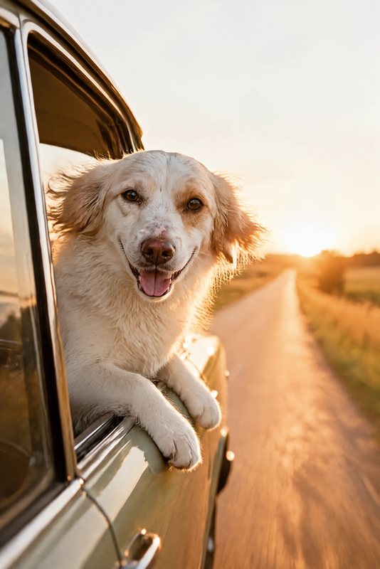 The Window Down look made with a white-and-orange spaniel mix