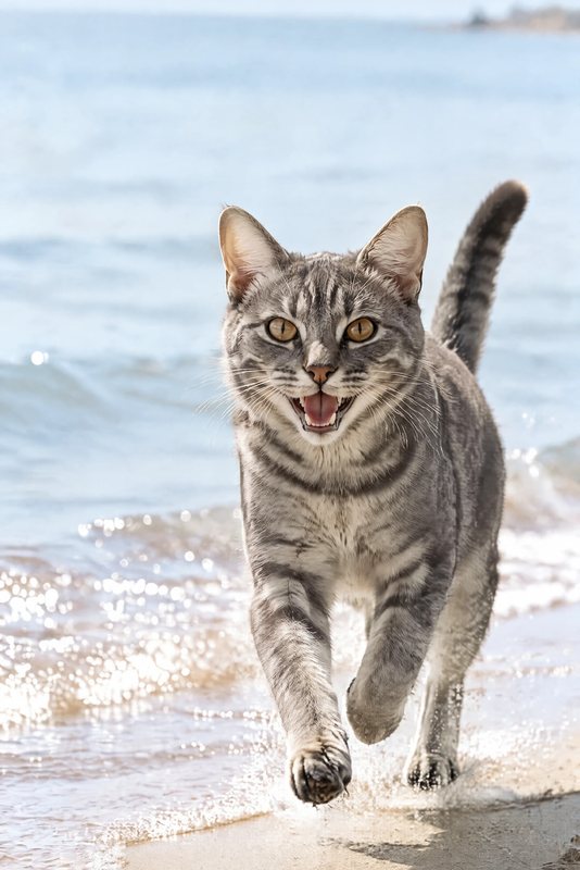The Shoreline Sprint look made with a grey tabby cat