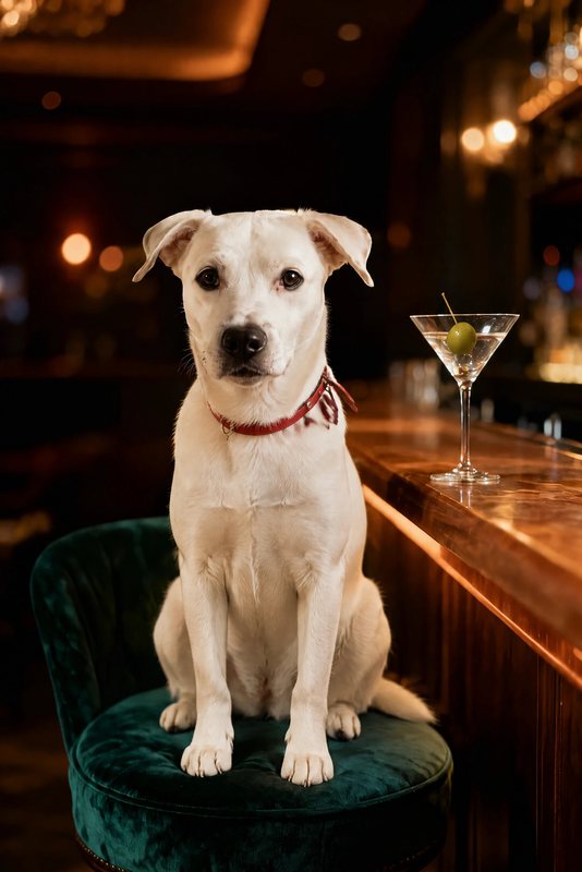 The Martini Hour look made with a white boxer mix