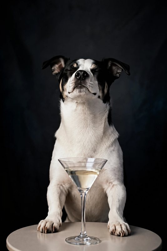 The Here's to You look made with a black-and-white dog
