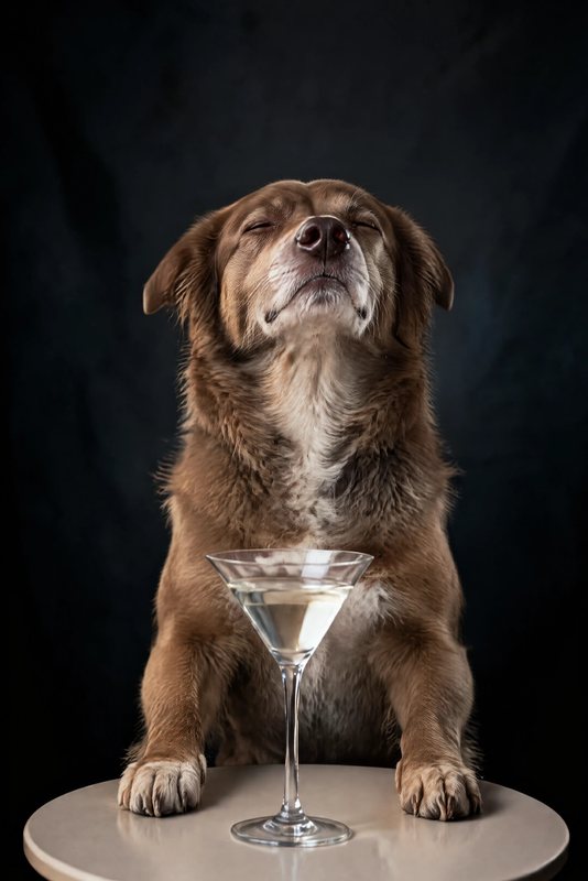 The Here's to You look made with a chocolate shepherd-collie mix