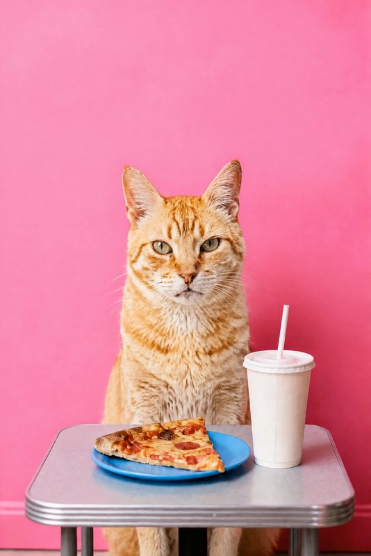The Pizza Night look made with a ginger tabby cat