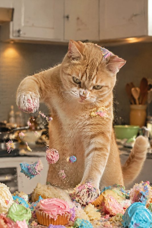 The Cupcake Mess look made with a ginger tabby cat