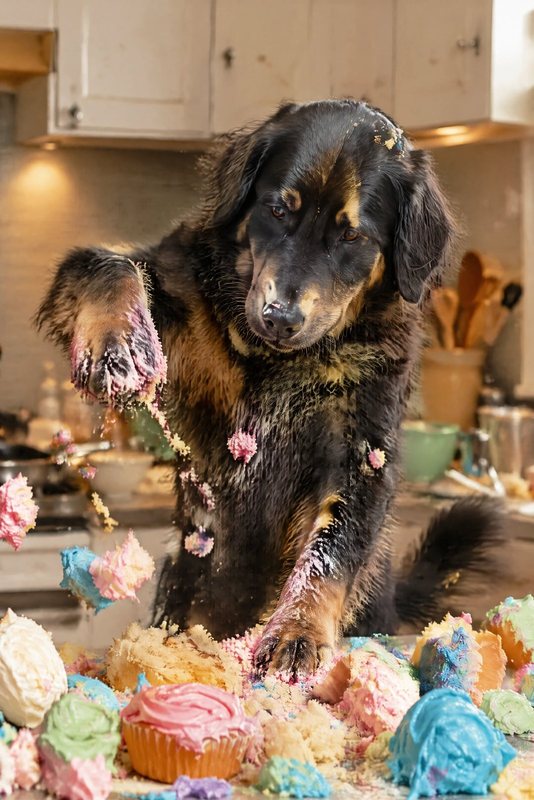 The Cupcake Mess look made with a black-and-tan Hovawart