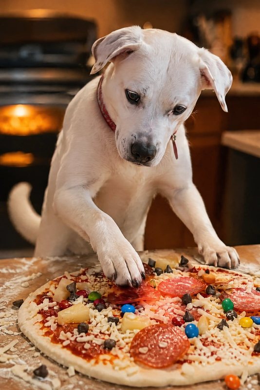 The Pizza Chef look made with a white boxer mix