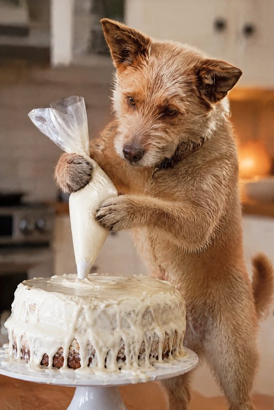 The Cake Decorator look made with a scruffy ginger terrier