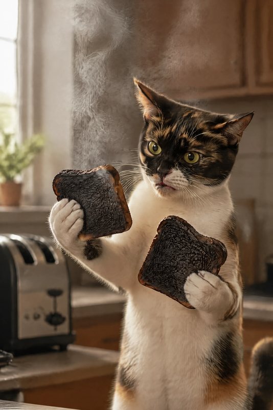The Burnt Toast look made with a calico cat