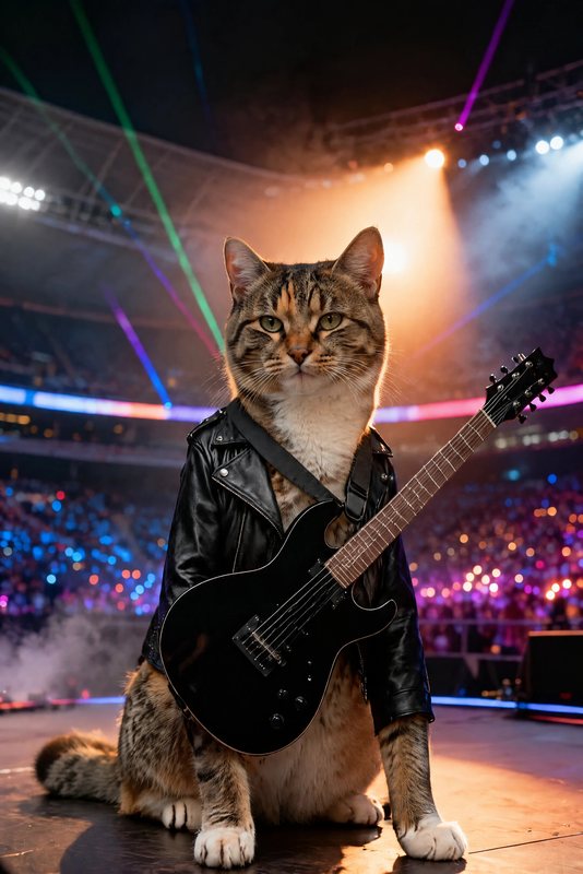 The Stadium Encore look made with a tortoiseshell tabby cat