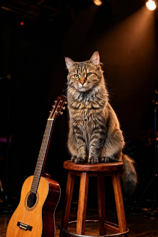 The Unplugged look made with a long-haired tabby cat