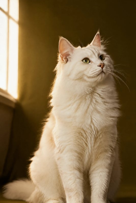 The Distinguished look made with a fluffy white cat