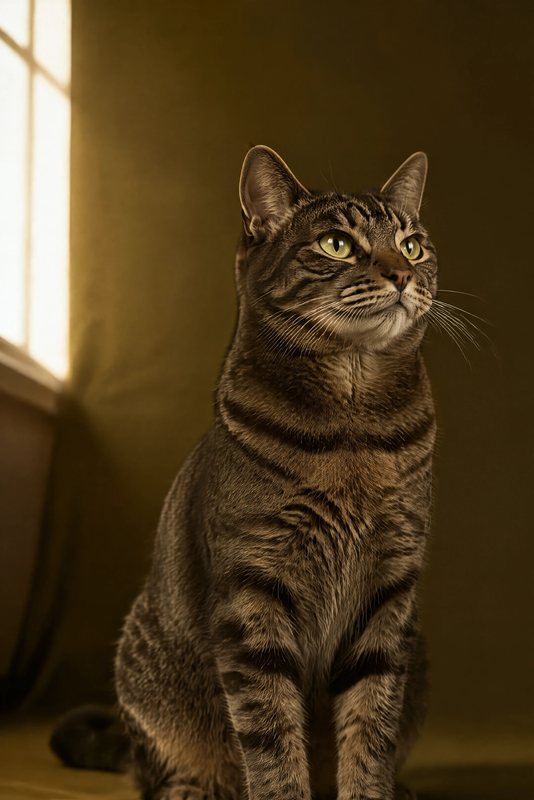 The Distinguished look made with a brown tabby cat
