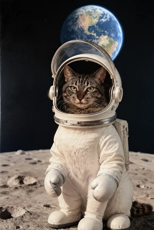 The Helmet Portrait look made with a brown tabby cat