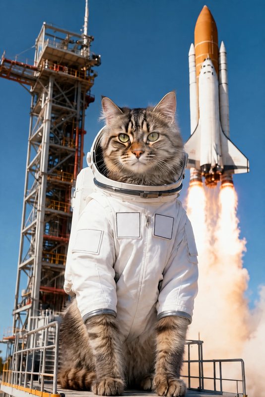 The Launch Day look made with a long-haired tabby cat