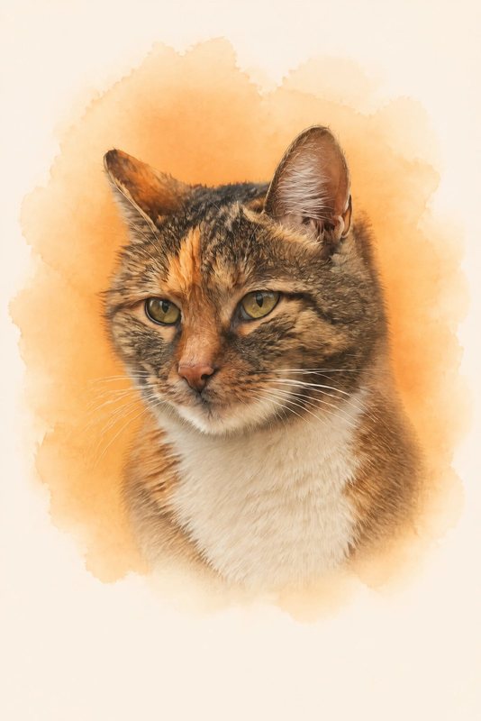 The Amber Glow look made with a tortoiseshell tabby cat