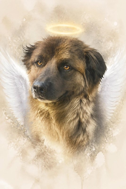 The Angel Wings look made with a big fluffy sable dog