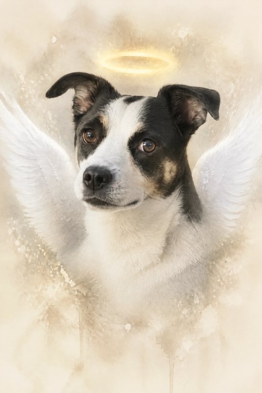 The Angel Wings look made with a black-and-white dog