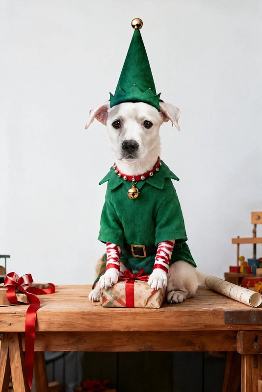 The Head Elf look made with a white boxer mix