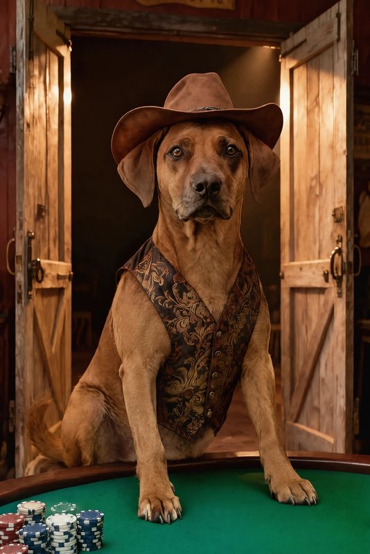 The Saloon Poker look made with a red-brown hound