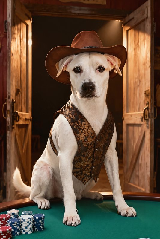 The Saloon Poker look made with a white boxer mix