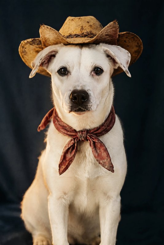 The Midnight Wrangler look made with a white boxer mix